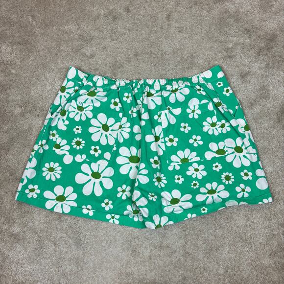 Big Bud Press Work Shorts Green Daisy Floral Print Women's 6XL Boho Indie Twee - Picture 2 of 9